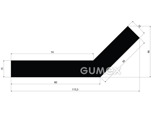 "L" Gummiprofil für Wasserbauten, 46x115,3mm, 65°ShA, SBR, -40°C/+70°C, schwarz, 